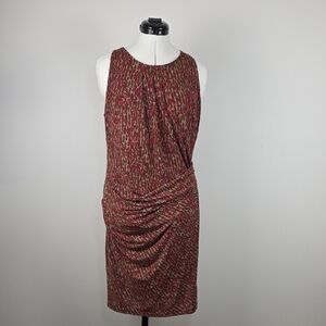 Michael Kors Sleeveless Ruched Leopard Print Sheath Dress Size M